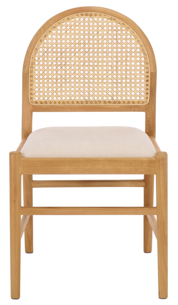 Laylie Rattan And Boucle Dining Chair Set Of 2 With Solid Wood Frame, Ergonomic Foam Seat, Sleek All‑Black Finish