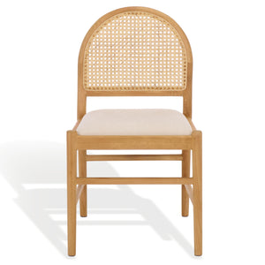 Laylie Rattan And Boucle Dining Chair Set Of 2 With Solid Wood Frame, Ergonomic Foam Seat, Sleek All‑Black Finish
