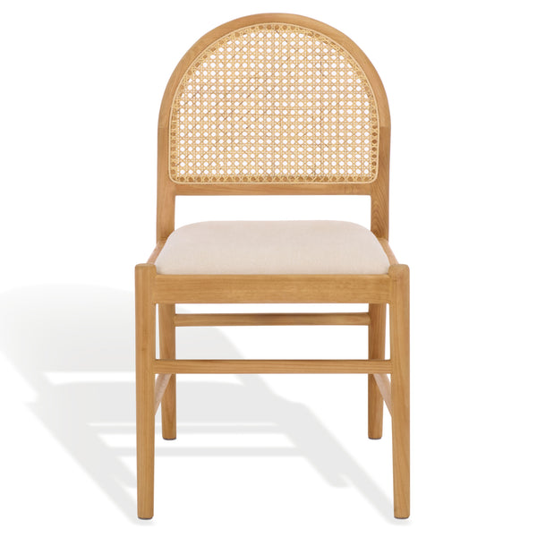 Laylie Rattan And Boucle Dining Chair Set Of 2 With Solid Wood Frame, Ergonomic Foam Seat, Sleek All‑Black Finish