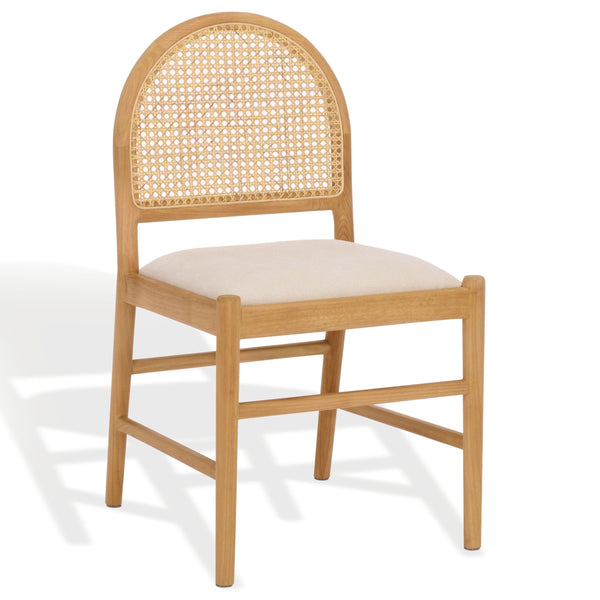 Laylie Rattan And Boucle Dining Chair Set Of 2 With Solid Wood Frame, Ergonomic Foam Seat, Sleek All‑Black Finish