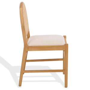 Laylie Rattan And Boucle Dining Chair Set Of 2 With Solid Wood Frame, Ergonomic Foam Seat, Sleek All‑Black Finish