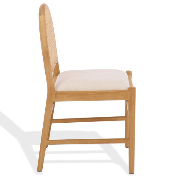 Laylie Rattan And Boucle Dining Chair Set Of 2 With Solid Wood Frame, Ergonomic Foam Seat, Sleek All‑Black Finish