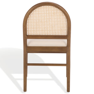 Laylie Rattan And Boucle Dining Chair Set Of 2 With Solid Wood Frame, Ergonomic Foam Seat, Sleek All‑Black Finish