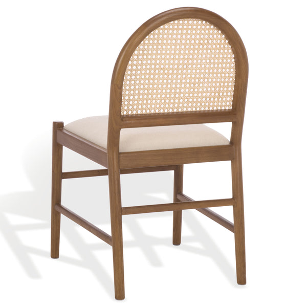 Laylie Rattan And Boucle Dining Chair Set Of 2 With Solid Wood Frame, Ergonomic Foam Seat, Sleek All‑Black Finish