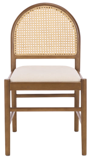Laylie Rattan And Boucle Dining Chair Set Of 2 With Solid Wood Frame, Ergonomic Foam Seat, Sleek All‑Black Finish
