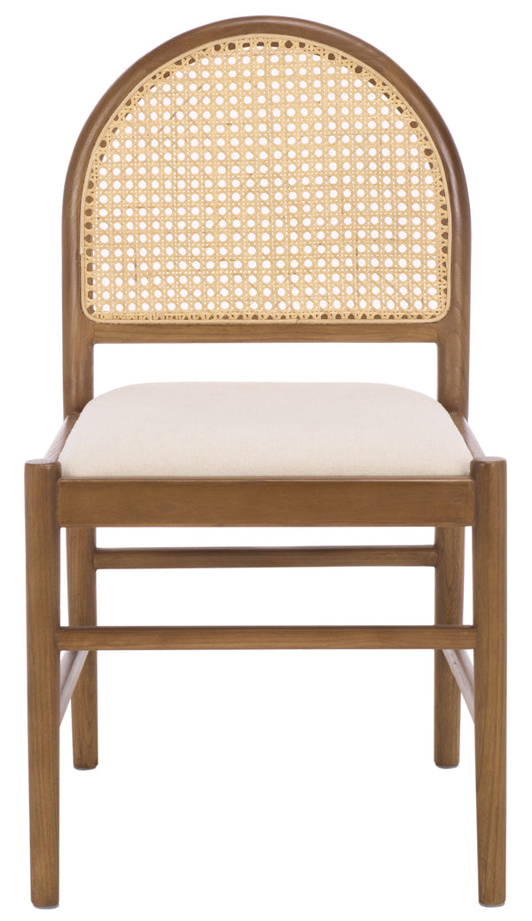 Laylie Rattan And Boucle Dining Chair Set Of 2 With Solid Wood Frame, Ergonomic Foam Seat, Sleek All‑Black Finish