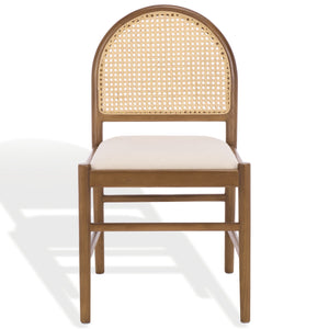 Laylie Rattan And Boucle Dining Chair Set Of 2 With Solid Wood Frame, Ergonomic Foam Seat, Sleek All‑Black Finish