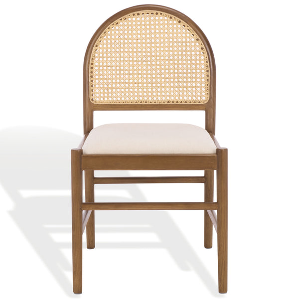Laylie Rattan And Boucle Dining Chair Set Of 2 With Solid Wood Frame, Ergonomic Foam Seat, Sleek All‑Black Finish