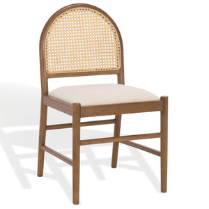 Laylie Rattan And Boucle Dining Chair Set Of 2 With Solid Wood Frame, Ergonomic Foam Seat, Sleek All‑Black Finish