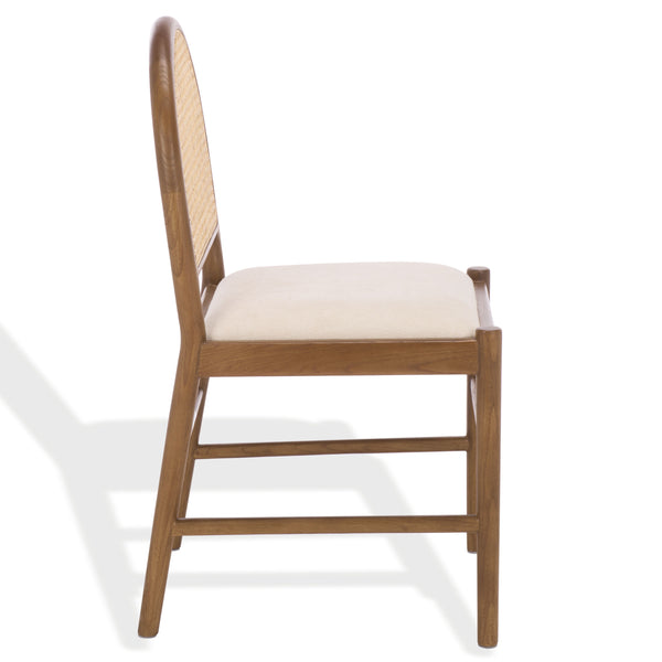 Laylie Rattan And Boucle Dining Chair Set Of 2 With Solid Wood Frame, Ergonomic Foam Seat, Sleek All‑Black Finish