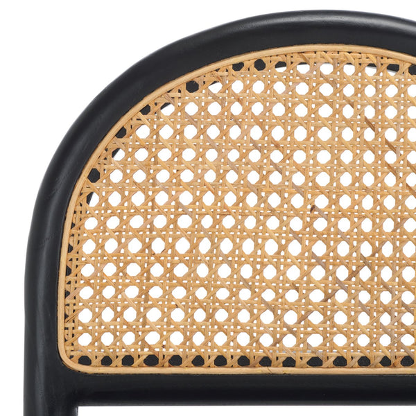 Safavieh Laylie Rattan And Leather Counter Stool - Elegant Sungkay Wood Design For Chic Kitchen Spaces Black Wood ,Leather ,Rattan Sfv1608a