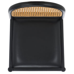 Safavieh Laylie Rattan And Leather Counter Stool - Elegant Sungkay Wood Design For Chic Kitchen Spaces Black Wood ,Leather ,Rattan Sfv1608a