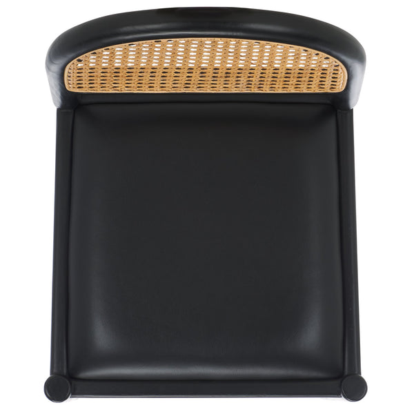 Safavieh Laylie Rattan And Leather Counter Stool - Elegant Sungkay Wood Design For Chic Kitchen Spaces Black Wood ,Leather ,Rattan Sfv1608a