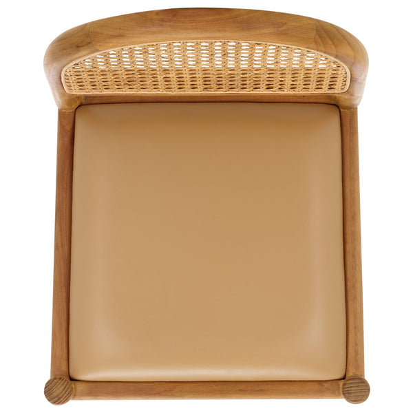 Safavieh Laylie Rattan And Leather Counter Stool - Elegant Sungkay Wood Design For Chic Kitchen Spaces Tan ,Natural Wood ,Leather ,Rattan Sfv1608c