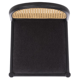 Laylie Rattan And Boucle Counter Stool — All-Black Modern Comfort With Solid Wood Frame, 36.6"H