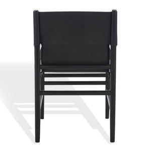 Safavieh Cassaphina Leather Arm Chair – Elegant Teak Wood Design With Premium Top Grain Leather For Comfort Black Wood ,Leather Sfv1609a