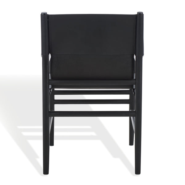 Safavieh Cassaphina Leather Arm Chair – Elegant Teak Wood Design With Premium Top Grain Leather For Comfort Black Wood ,Leather Sfv1609a