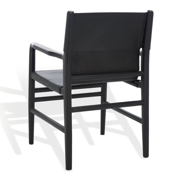 Safavieh Cassaphina Leather Arm Chair – Elegant Teak Wood Design With Premium Top Grain Leather For Comfort Black Wood ,Leather Sfv1609a