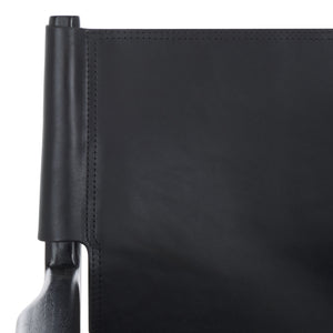 Safavieh Cassaphina Leather Arm Chair – Elegant Teak Wood Design With Premium Top Grain Leather For Comfort Black Wood ,Leather Sfv1609a