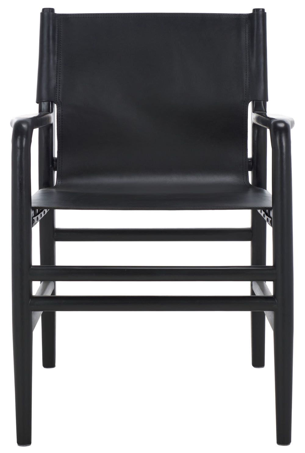 Safavieh Cassaphina Leather Arm Chair – Elegant Teak Wood Design With Premium Top Grain Leather For Comfort Black Wood ,Leather Sfv1609a