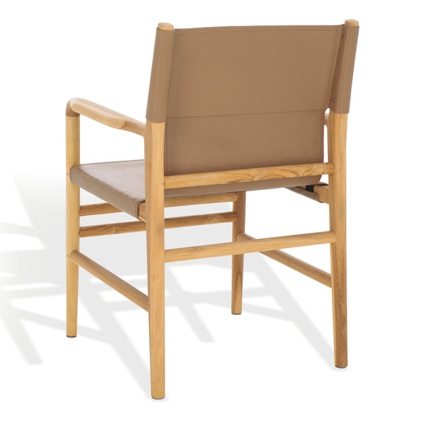 Safavieh Cassaphina Leather Arm Chair – Elegant Teak Wood Design With Premium Top Grain Leather For Comfort Brown ,Natural Wood ,Leather Sfv1609b