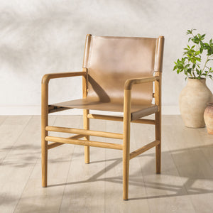 Safavieh Cassaphina Leather Arm Chair – Elegant Teak Wood Design With Premium Top Grain Leather For Comfort Brown ,Natural Wood ,Leather Sfv1609b