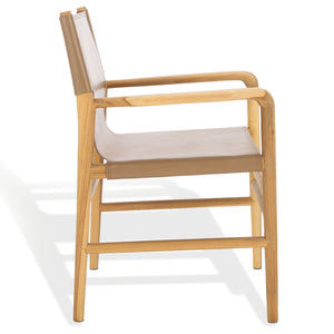 Safavieh Cassaphina Leather Arm Chair – Elegant Teak Wood Design With Premium Top Grain Leather For Comfort Brown ,Natural Wood ,Leather Sfv1609b