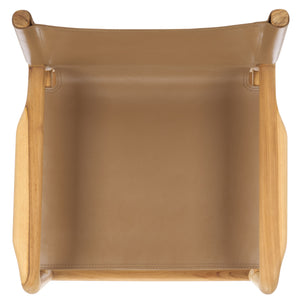 Safavieh Cassaphina Leather Arm Chair – Elegant Teak Wood Design With Premium Top Grain Leather For Comfort Brown ,Natural Wood ,Leather Sfv1609b