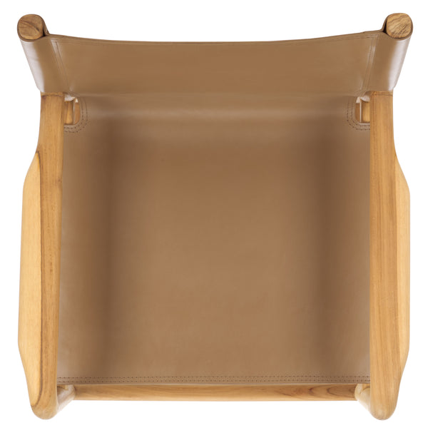 Safavieh Cassaphina Leather Arm Chair – Elegant Teak Wood Design With Premium Top Grain Leather For Comfort Brown ,Natural Wood ,Leather Sfv1609b