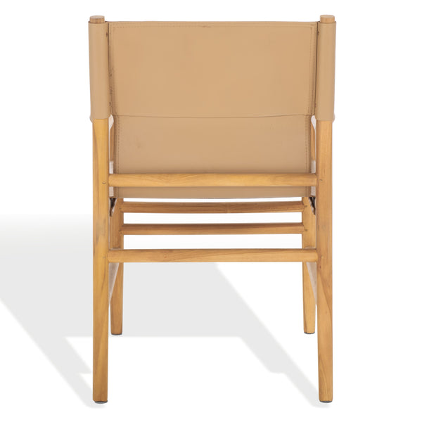 Safavieh Cassaphina Leather Arm Chair – Elegant Teak Wood Design With Premium Top Grain Leather For Comfort Tan ,Natural Wood ,Leather Sfv1609c