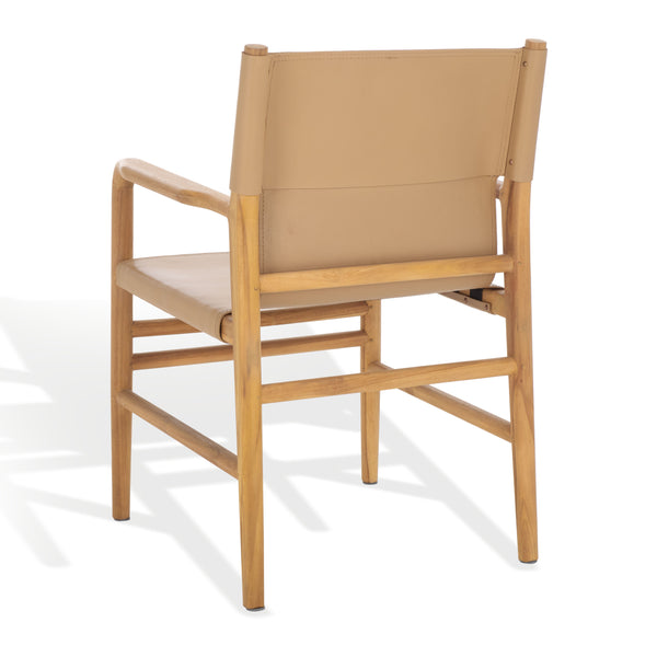 Safavieh Cassaphina Leather Arm Chair – Elegant Teak Wood Design With Premium Top Grain Leather For Comfort Tan ,Natural Wood ,Leather Sfv1609c