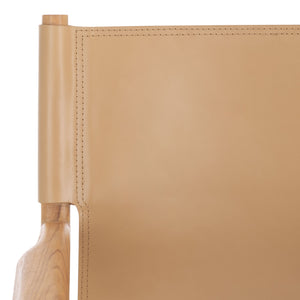 Safavieh Cassaphina Leather Arm Chair – Elegant Teak Wood Design With Premium Top Grain Leather For Comfort Tan ,Natural Wood ,Leather Sfv1609c