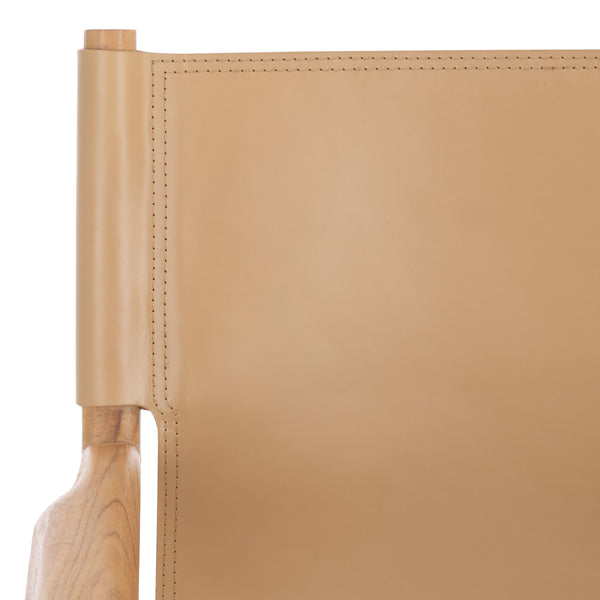 Safavieh Cassaphina Leather Arm Chair – Elegant Teak Wood Design With Premium Top Grain Leather For Comfort Tan ,Natural Wood ,Leather Sfv1609c