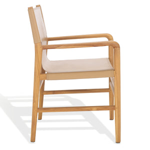 Safavieh Cassaphina Leather Arm Chair – Elegant Teak Wood Design With Premium Top Grain Leather For Comfort Tan ,Natural Wood ,Leather Sfv1609c