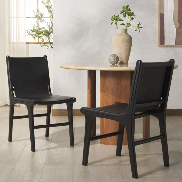 Safavieh Cassaphina Leather Dining Chair – Elevate Your Dining Experience With Exquisite Comfort & Style Black Wood ,Leather Sfv1610a-set2