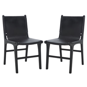 Safavieh Cassaphina Leather Dining Chair – Elevate Your Dining Experience With Exquisite Comfort & Style Black Wood ,Leather Sfv1610a-set2