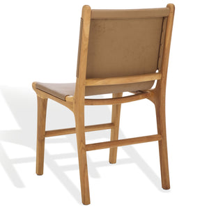 Safavieh Cassaphina Leather Dining Chair – Elevate Your Dining Experience With Exquisite Comfort & Style Brown ,Natural Wood ,Leather Sfv1610b-set2