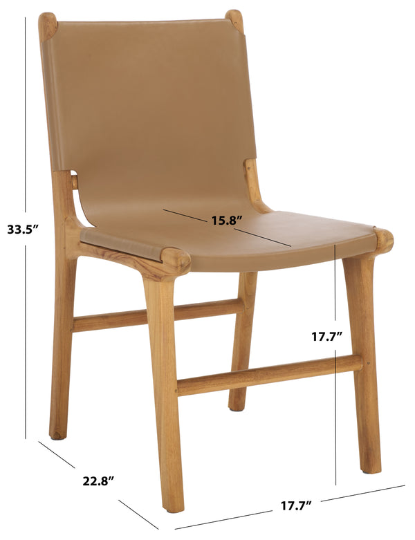 Safavieh Cassaphina Leather Dining Chair – Elevate Your Dining Experience With Exquisite Comfort & Style Brown ,Natural Wood ,Leather Sfv1610b-set2