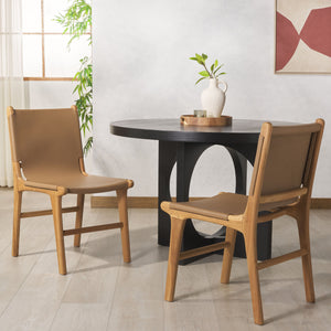 Safavieh Cassaphina Leather Dining Chair – Elevate Your Dining Experience With Exquisite Comfort & Style Brown ,Natural Wood ,Leather Sfv1610b-set2