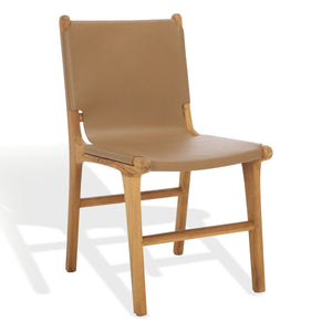 Safavieh Cassaphina Leather Dining Chair – Elevate Your Dining Experience With Exquisite Comfort & Style Brown ,Natural Wood ,Leather Sfv1610b-set2