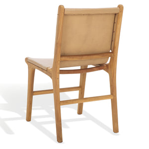 Safavieh Cassaphina Leather Dining Chair – Elevate Your Dining Experience With Exquisite Comfort & Style Tan ,Natural Wood ,Leather Sfv1610c-set2