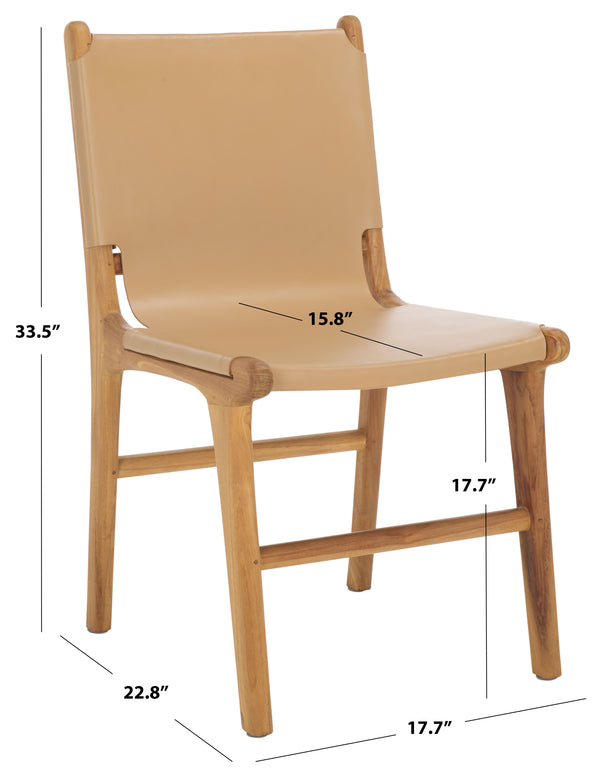 Safavieh Cassaphina Leather Dining Chair – Elevate Your Dining Experience With Exquisite Comfort & Style Tan ,Natural Wood ,Leather Sfv1610c-set2