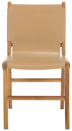 Safavieh Cassaphina Leather Dining Chair – Elevate Your Dining Experience With Exquisite Comfort & Style Tan ,Natural Wood ,Leather Sfv1610c-set2