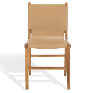 Safavieh Cassaphina Leather Dining Chair – Elevate Your Dining Experience With Exquisite Comfort & Style Tan ,Natural Wood ,Leather Sfv1610c-set2