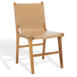 Safavieh Cassaphina Leather Dining Chair – Elevate Your Dining Experience With Exquisite Comfort & Style Tan ,Natural Wood ,Leather Sfv1610c-set2