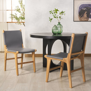 Safavieh Cassaphina Leather Dining Chair – Elevate Your Dining Experience With Exquisite Comfort & Style Grey ,Natural Wood ,Leather Sfv1610d-set2