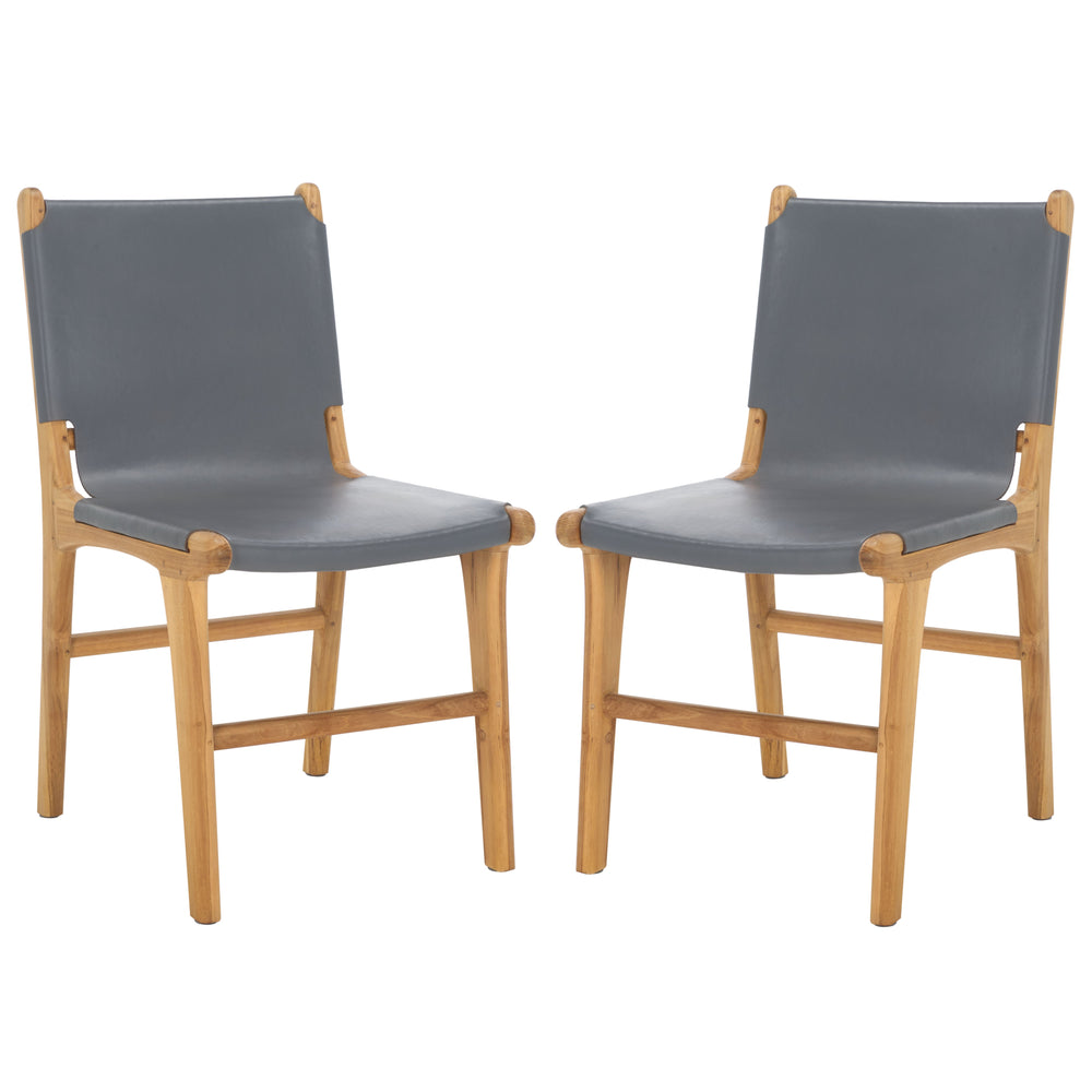 Safavieh Cassaphina Leather Dining Chair – Elevate Your Dining Experience With Exquisite Comfort & Style Grey ,Natural Wood ,Leather Sfv1610d-set2