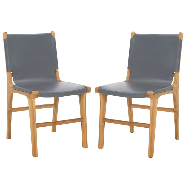 Safavieh Cassaphina Leather Dining Chair – Elevate Your Dining Experience With Exquisite Comfort & Style Grey ,Natural Wood ,Leather Sfv1610d-set2