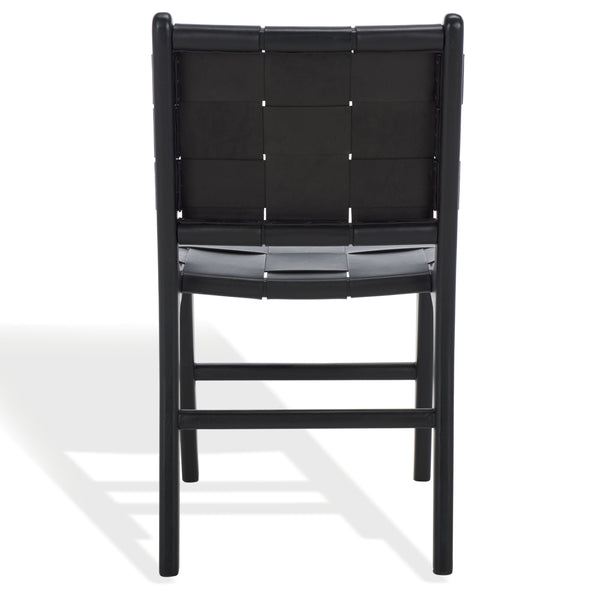 Safavieh Cassaphina Woven Leather Dining Chair – Elevate Your Space With Stylish Comfort And Timeless Elegance Black Wood ,Leather Sfv1611a-set2