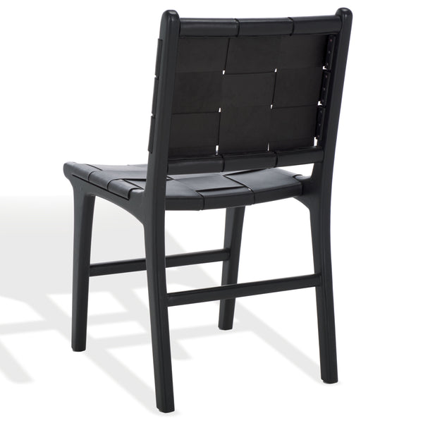 Safavieh Cassaphina Woven Leather Dining Chair – Elevate Your Space With Stylish Comfort And Timeless Elegance Black Wood ,Leather Sfv1611a-set2